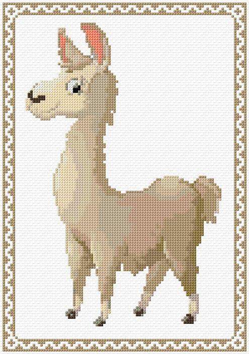 Lama free cross-stitch pattern