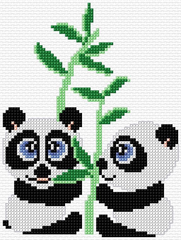 Pandas free cross-stitch pattern