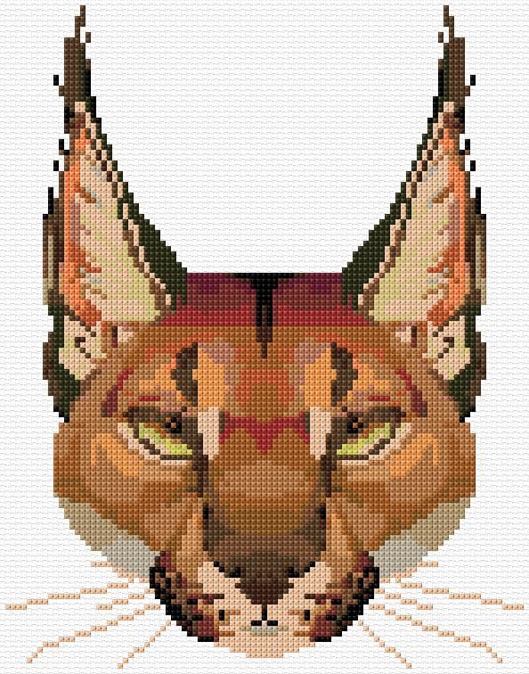 Caracal free cross-stitch pattern