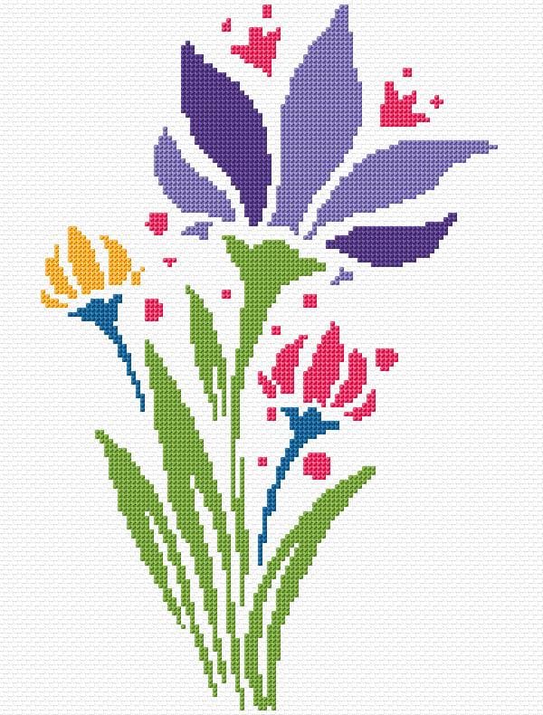 Flowers free cross-stitch pattern