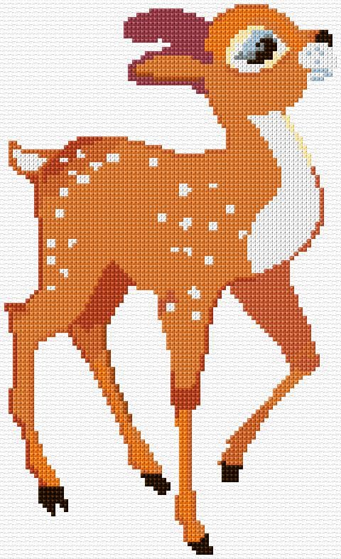 Deer free cross-stitch pattern