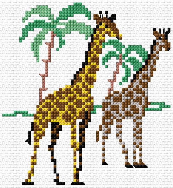 Giraffes free cross-stitch pattern