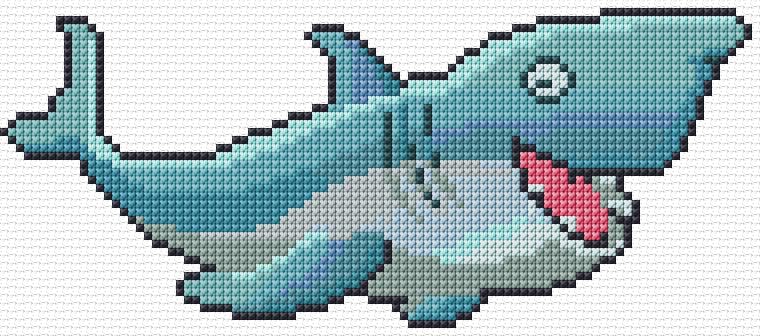 Shark free cross-stitch pattern