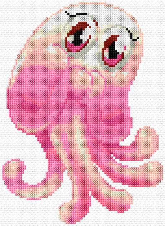 Jellyfish free cross-stitch pattern
