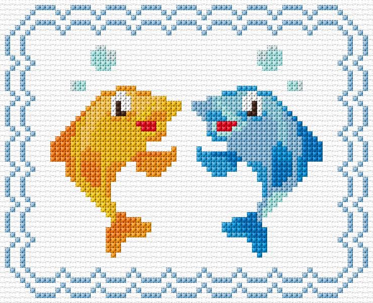 Fishes free cross-stitch pattern