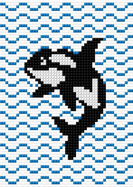 Whale free cross-stitch pattern