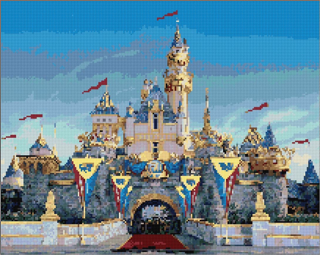 Sleeping Beauty's Castle free cross-stitch pattern