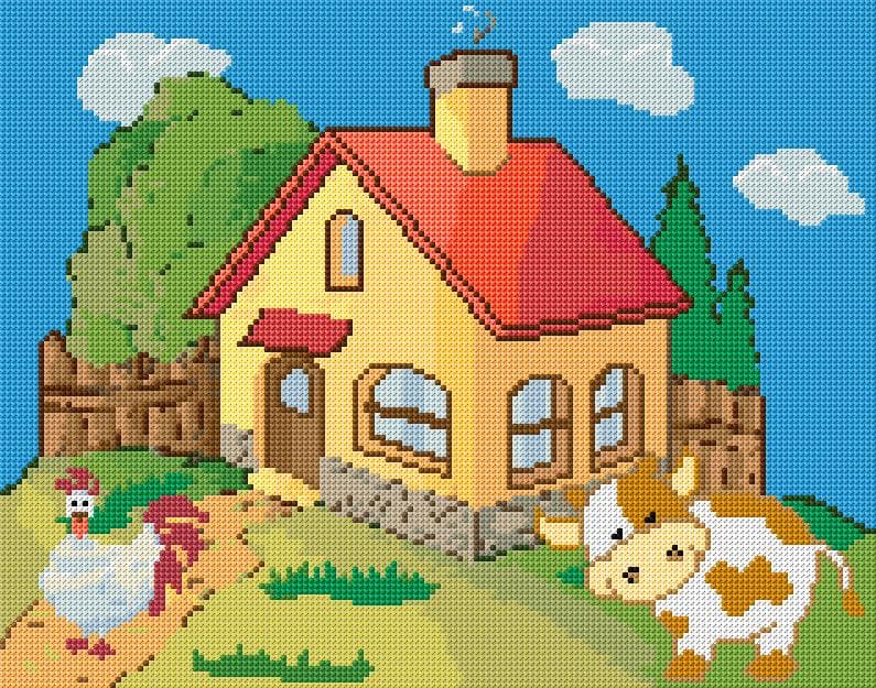 Farmhouse free cross-stitch pattern