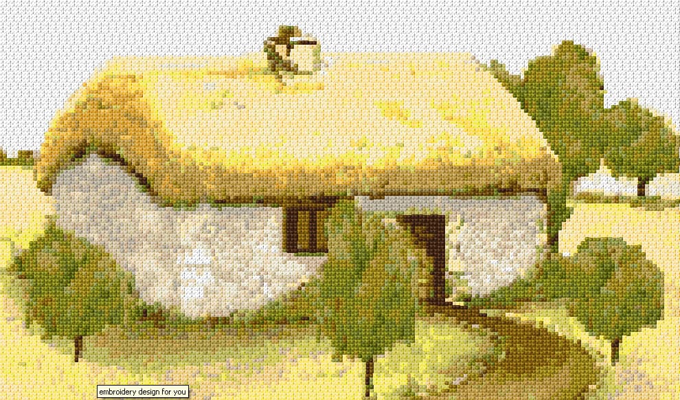 Small Cottage free cross-stitch pattern