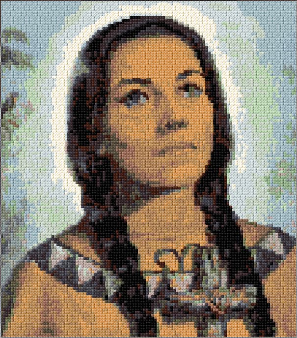 Saint  Kateria Tekakwitha free cross-stitch pattern