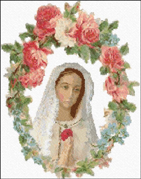 Our Lady of Rosa Mystica free cross-stitch pattern