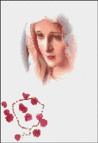 Mother Mary with Rosary free cross-stitch pattern