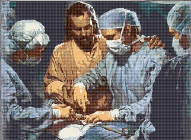 Jesus and Doctor free cross-stitch pattern