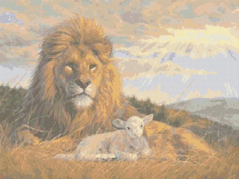 Lion and Lamb free cross-stitch pattern