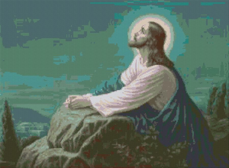 Jesus in the Garden free cross-stitch pattern