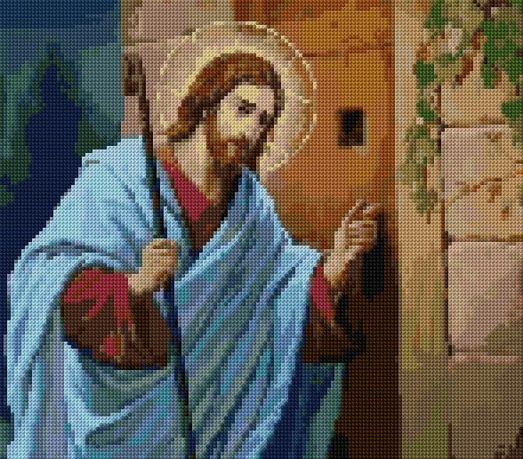 Jesus Knocking at the Door free cross-stitch pattern