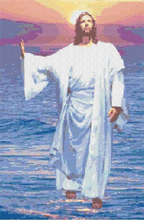 Jesus Walking on Water free cross-stitch pattern
