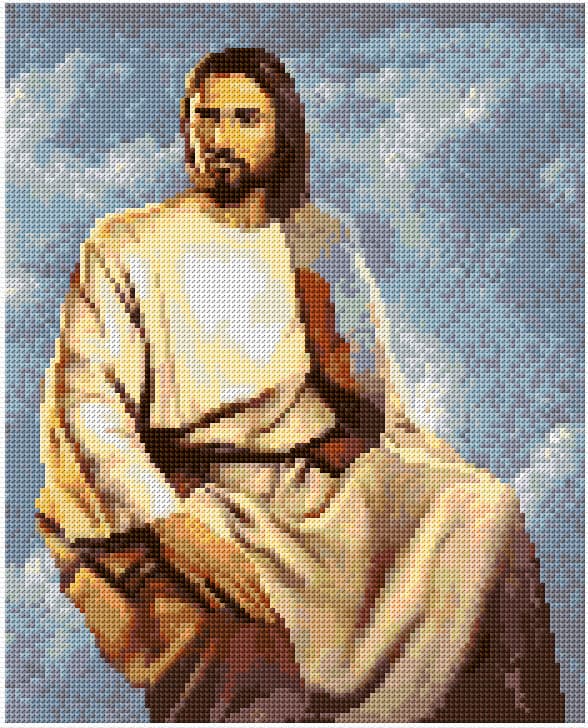 Jesus on the Clouds free cross-stitch pattern