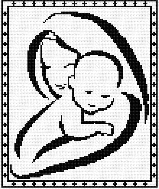 Mother Mary free cross-stitch pattern