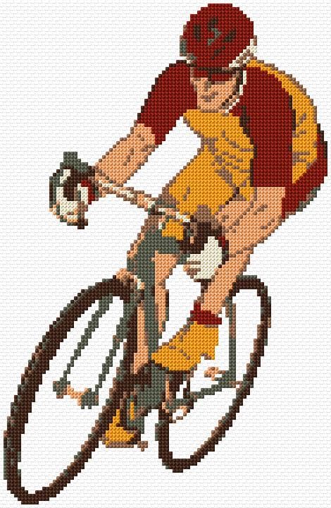Racer Bicycle free cross-stitch pattern