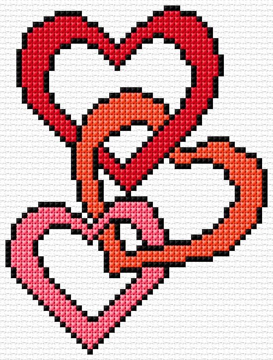 Hearts free cross-stitch pattern