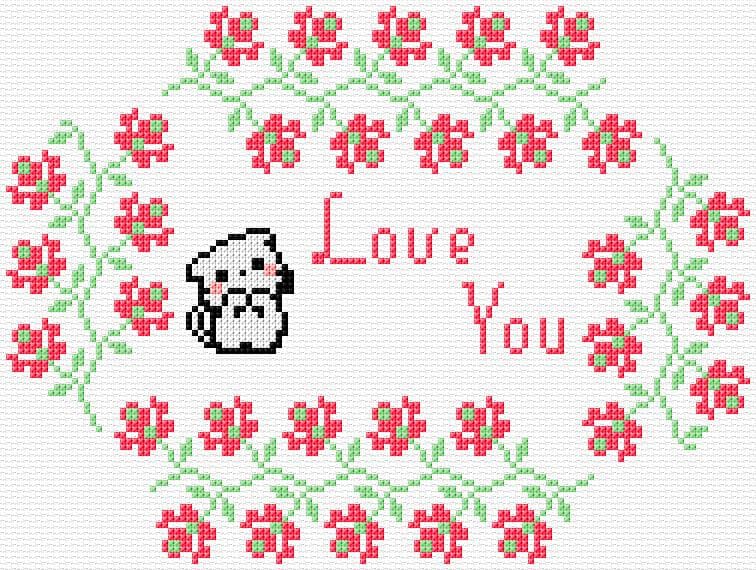 Love You free cross-stitch pattern