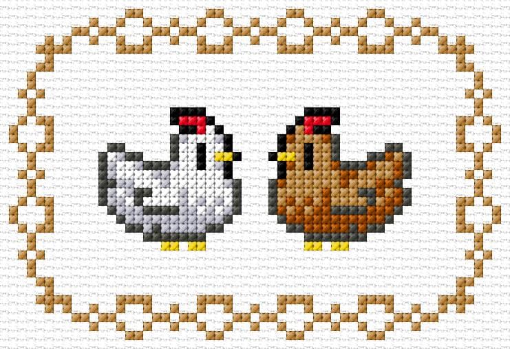 Hens free cross-stitch pattern