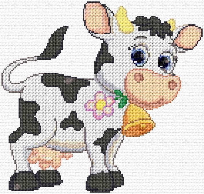 Cow free cross-stitch pattern