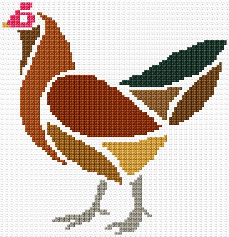 Hen free cross-stitch pattern