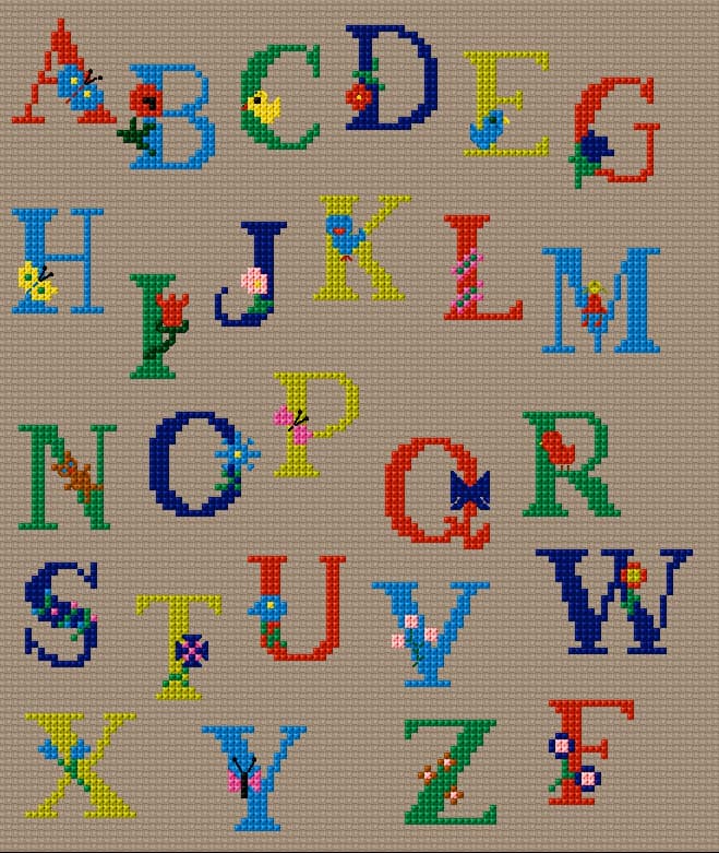 Alphabet 5 free cross-stitch pattern