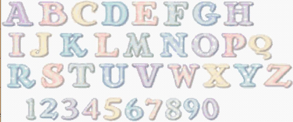 Pastel Alphabet free cross-stitch pattern
