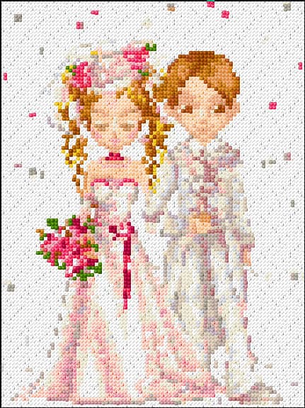 Bride and Groom free cross-stitch pattern