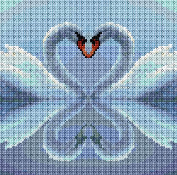 Swans and Love free cross-stitch pattern