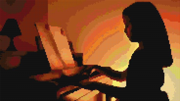 Piano Girl free cross-stitch pattern