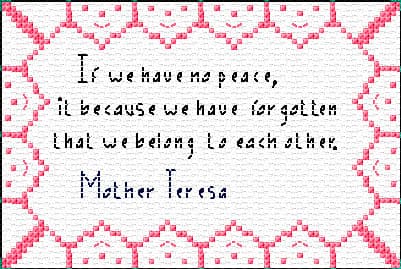Mother Teresa Quote free cross-stitch pattern