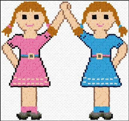 Twin Girls free cross-stitch pattern