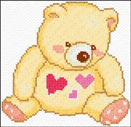 Teddy free cross-stitch pattern