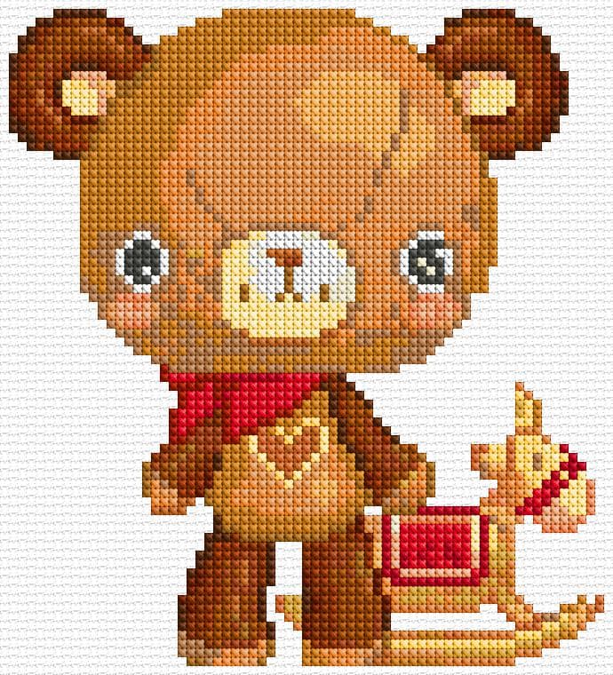 Teddy free cross-stitch pattern