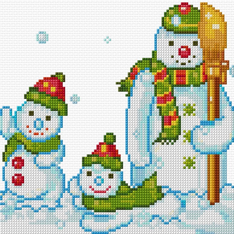 Snowmen free cross-stitch pattern