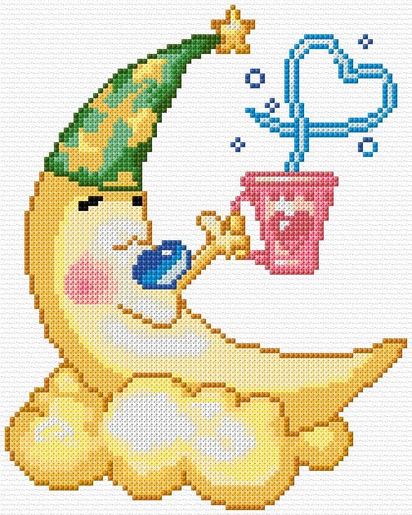 Moon free cross-stitch pattern
