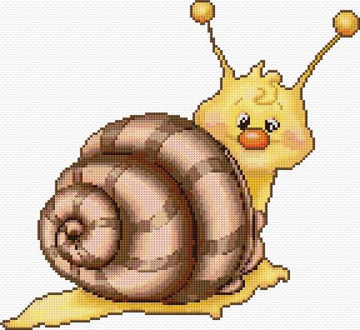 Snail free cross-stitch pattern