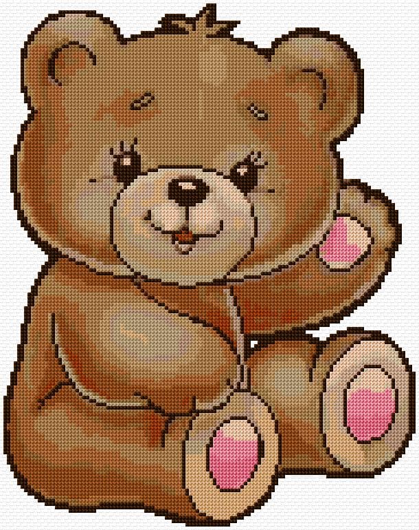 Teddy free cross-stitch pattern