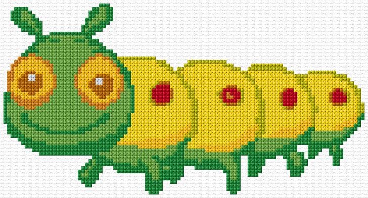 Caterpillar free cross-stitch pattern