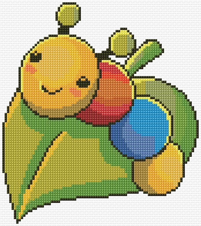 Caterpillar free cross-stitch pattern