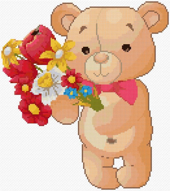 Teddy free cross-stitch pattern