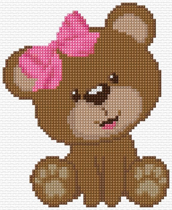 Teddy Girl free cross-stitch pattern