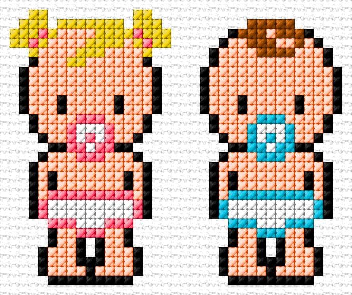 Babies free cross-stitch pattern