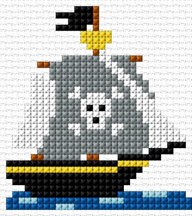 Pirate Saiboat free cross-stitch pattern