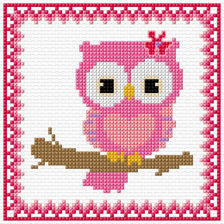 Girl Owl free cross-stitch pattern