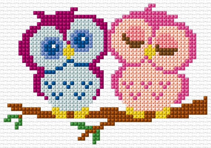 Owls free cross-stitch pattern